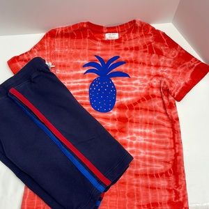 Hanna Andersson Graphic Tie Dye T-shirt and Shorts Bundle, 130cm / US 8